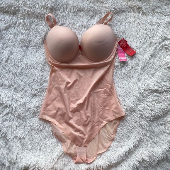 SPANX Haute Contour Deco Sweetheart Pink Panty Bodysuit 38C - Picture 2 of 10